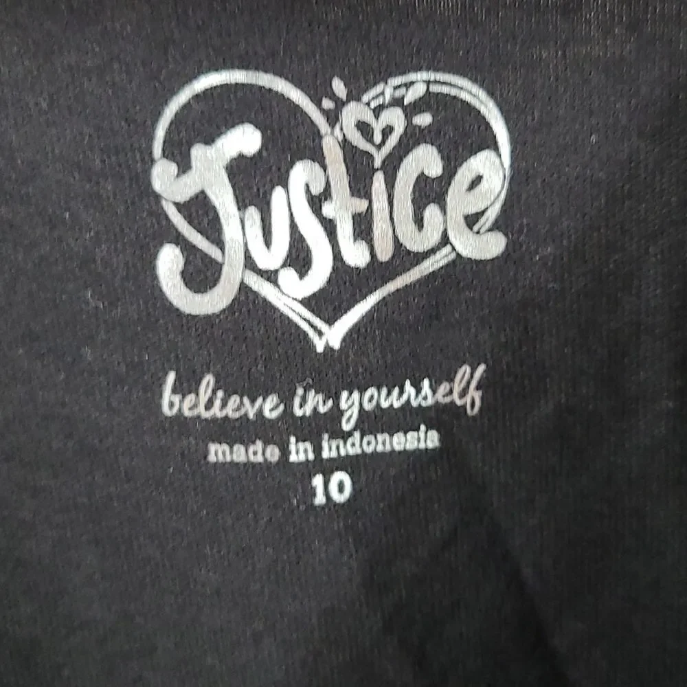 Justice Girls LOVE Plaid Glitter Rhinestone Stud Tunic Tee Black Size 10 Medium